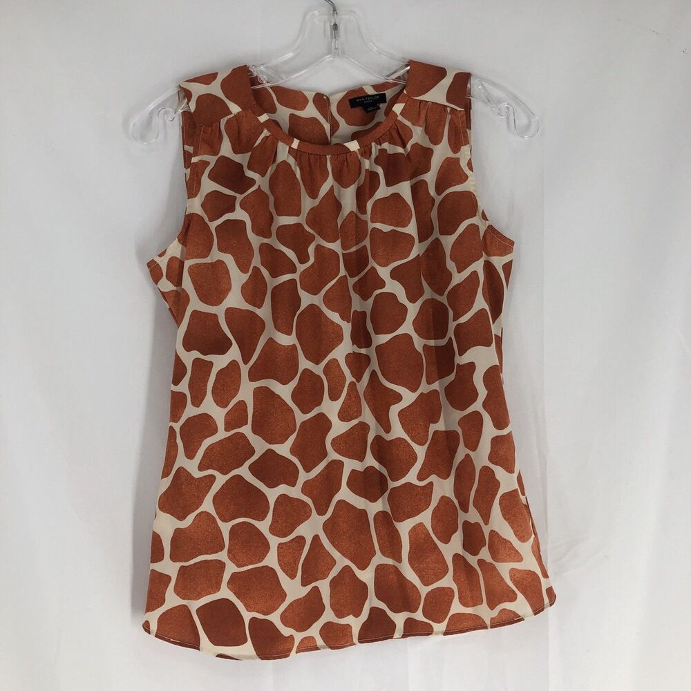 Ann Taylor Giraffe Print Polyester Sleeveless Blouse Size XSP